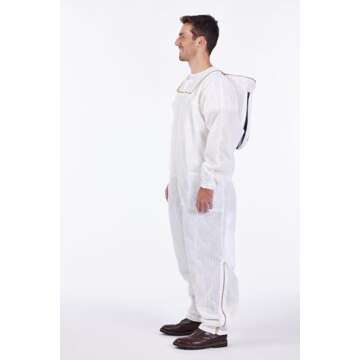 The Ultra Breeze SUIT12_LARGE (TM) Beekeeping Suit with Veil, White