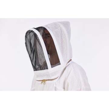 The Ultra Breeze SUIT12_LARGE (TM) Beekeeping Suit with Veil, White