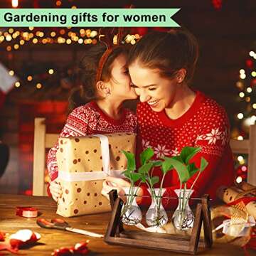 YIBOT Propagation Stations,Plant Terrarium with Retro Wooden Stand,Unique Gardening Birthday Gifts f...