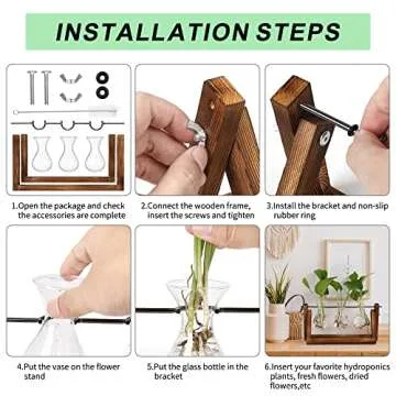 YIBOT Propagation Stations,Plant Terrarium with Retro Wooden Stand,Unique Gardening Birthday Gifts for Women Plant Lovers,Hydroponics Plants Home Office Garden Decor-3 Bulb Glass Vases