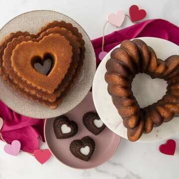 Nordic Ware Elegant Heart Bundt, 10 Cup, Toffee