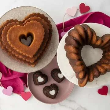 Nordic Ware Elegant Heart Bundt, 10 Cup, Toffee
