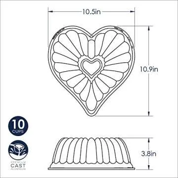 Nordic Ware Elegant Heart Bundt, 10 Cup, Toffee