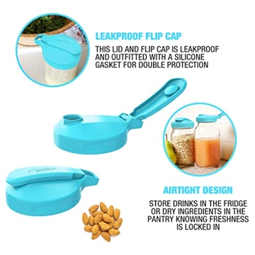 Masontops Flip Cap Mason Jar Lids for Easy Pouring