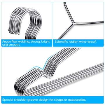 Fayleeko Wire Hangers 10 Pack Coat Hangers Strong Heavy Duty Stainless Steel Metal Hangers 16.5 Inch Ultra Thin Space Saving Clothes Hangers