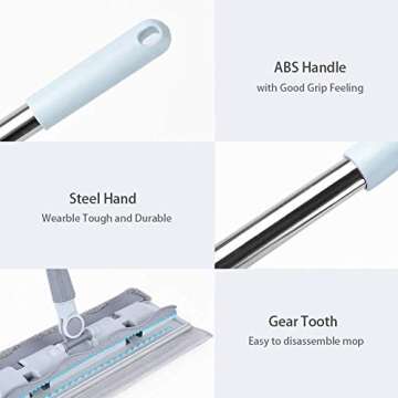 HOMTOYOU Microfiber Hardwood Floor Mop with 4 Washable Pads, 360 Rotation Dust Flat Mop with Ultra L...