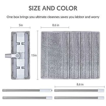 HOMTOYOU Microfiber Hardwood Floor Mop with 4 Washable Pads, 360 Rotation Dust Flat Mop with Ultra Long Stainless Steel Handle for Home/Office Floor Cleaning
