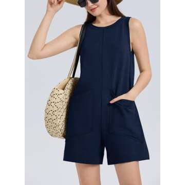 XIEERDUO Rompers For Women 2024 Summer Sleeveless Loose Fit Dressy Casual Vacation Outfits Overall J...