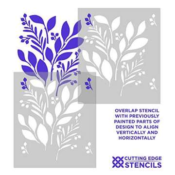 Magnolia and Berries Stencil for Walls – Geometric Stencil for Painting Walls – Modern Stencils for Easy DIY Décor – Reusable Laser Cut Wall Stencil - Exclusive Stencil Designs