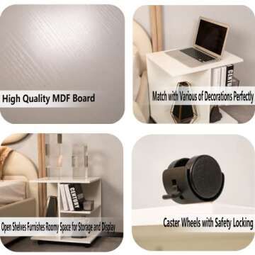 Stylish wwawwo Farmhouse Nightstand with Rolling Casters