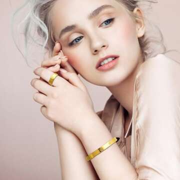 Elegant 18K Gold Friendship Love Bracelet and Ring Jewelry Set