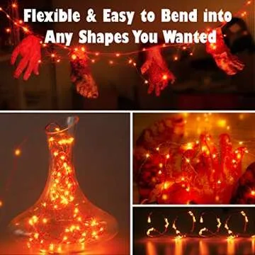 Makion Halloween Decorations,Orange Fairy String Lights 4 Pack,19.7Ft/6M 60 LEDs 2 Modes Indoor Copper Wire Twinkle Lights for Halloween Carnival Themed Party Decorations (Battery Operated)