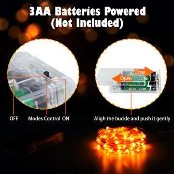 Makion Halloween Decorations,Orange Fairy String Lights 4 Pack,19.7Ft/6M 60 LEDs 2 Modes Indoor Copper Wire Twinkle Lights for Halloween Carnival Themed Party Decorations (Battery Operated)