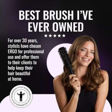 Ergo Ceramic Ionic Round Brush for Blow Out - Salon Quality Hair Brushes for Women - Roller Brush for Blow Drying, Wet and Dry Hair Styling, Volumizing Hair Care - ER53: 2"
