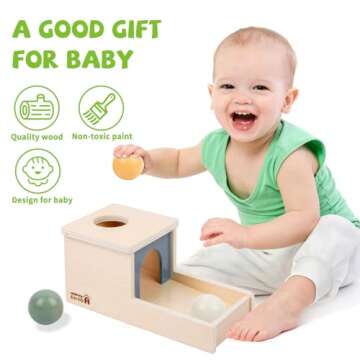 Adena Montessori Wooden Toy for 6-12 Month Baby 3 Balls,Sorting and Stacking Colorful Learning Educa...