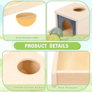 Adena Montessori Wooden Toy for 6-12 Month Baby 3 Balls,Sorting and Stacking Colorful Learning Education Toy for Toddler Kid 1-2 Year Old, Preschool Developmental Girl and Boy Gift