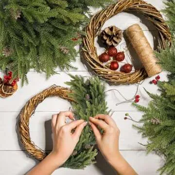 LZNPA 6 Pcs Real Touch Christmas Pine Branches with Pine Cones, Natural Droopy,Soft Bendable Pine Stems, Lifelike Christmas Greenery Stems for Vases, Wreaths Outdoor Indoor Christmas Decorations