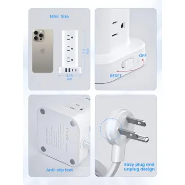Tower Power Strip with 15W Charger and 12 Outlets