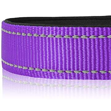 Joytale Reflective Dog Collar,Soft Neoprene Padded Breathable Nylon Pet Collar Adjustable for Large Dogs,Purple,L