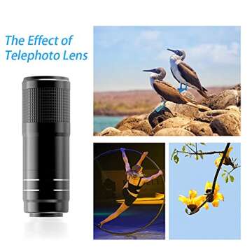 iPhone Telephoto Lens, ARORY Clip On 12x Telephoto Lens + PU Leather Phone Case, Cell Phone Camera Lens for iPhone x 10 Only (Gray)
