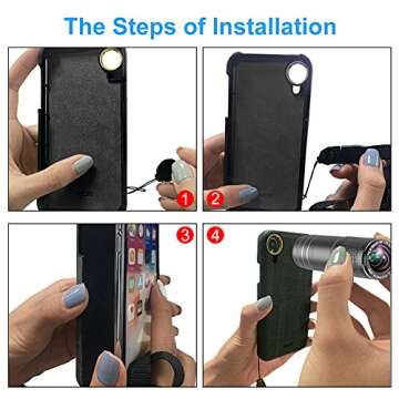 iPhone Telephoto Lens, ARORY Clip On 12x Telephoto Lens + PU Leather Phone Case, Cell Phone Camera Lens for iPhone x 10 Only (Gray)