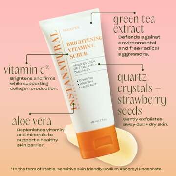 InstaNatural Brightening Vitamin C Face Scrub, Gently Exfoliates and Refines for Smooth Skin, Minimizes Lines + Wrinkles, with Green Tea and Aloe Vera, 2 Fl Oz