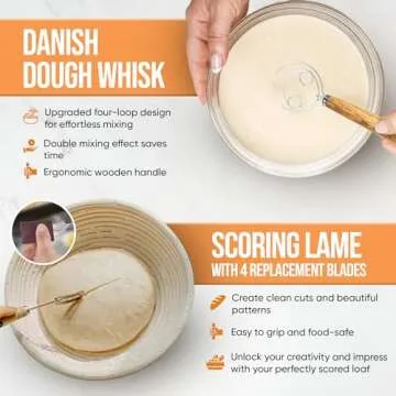 Complete Banneton Bread Proofing Basket Set - 9" Round & 10" Oval Sourdough Baskets with Lame Dough Scraper Liner - Sourdough Bread Baking Supplies Starter Kit