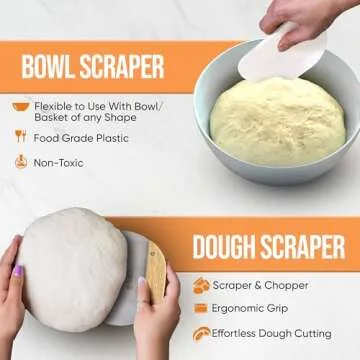 Complete Banneton Bread Proofing Basket Set - 9" Round & 10" Oval Sourdough Baskets with Lame Dough Scraper Liner - Sourdough Bread Baking Supplies Starter Kit