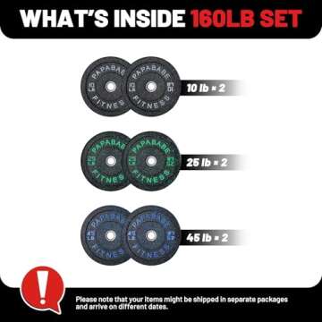 papababe Bumper Plates, High-Bounce Olympic Weight Plates with Colored Fleck-Rubber Weights Plates f...