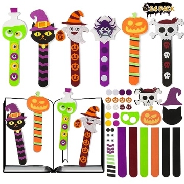 SpringFlower 24 Pack Halloween Crafts for Kids - DIY Bookmark Fun