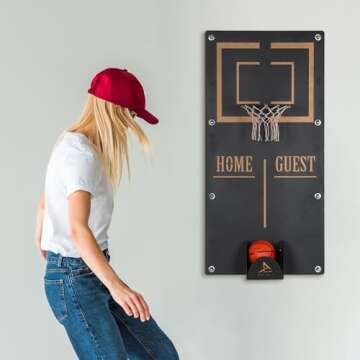 Archtwain Basketball Hoop Metal Wall Decor, Wall Mounted Game Room Office Playroom Wall Decor, Metal...