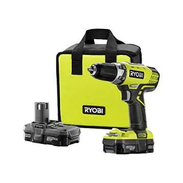Ryobi P1811 One+ Compact Drill/Driver Kit (5 Piece Bundle: 1x P208 Drill/Driver Power Tool, 2x P102 18 Volt Battery, 1x P118 18 Volt Battery Charger, 1x Lime Green Ryobi Tool Bag)