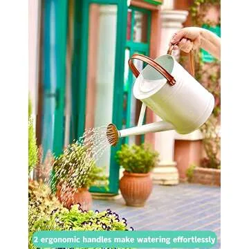 WEQUALITY Galvanized Watering Can in White