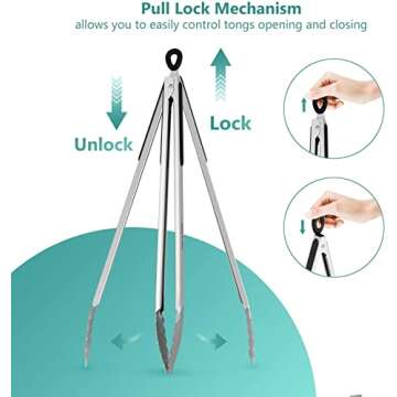 Premium 17 Inch Extra Long Grill Tongs For Safe Cooking