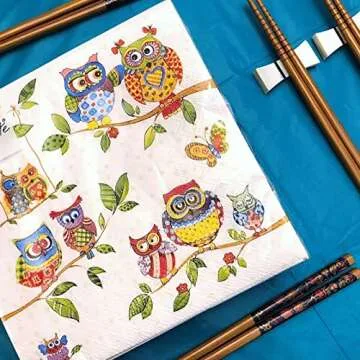 20-ct Owl Napkins for Celebrations and Découpage