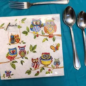 20-ct Owl Napkins for Celebrations and Découpage