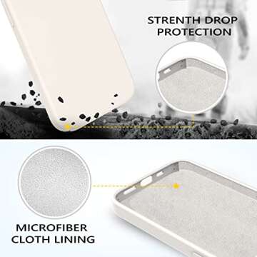 GUAGUA Compatible with iPhone 13 Pro Max Case 6.7 Inch Liquid Silicone Soft Gel Rubber Slim Microfiber Lining Cushion Texture Cover Shockproof Protective Phone Case for iPhone 13 Pro Max, White