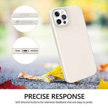 GUAGUA Compatible with iPhone 13 Pro Max Case 6.7 Inch Liquid Silicone Soft Gel Rubber Slim Microfiber Lining Cushion Texture Cover Shockproof Protective Phone Case for iPhone 13 Pro Max, White