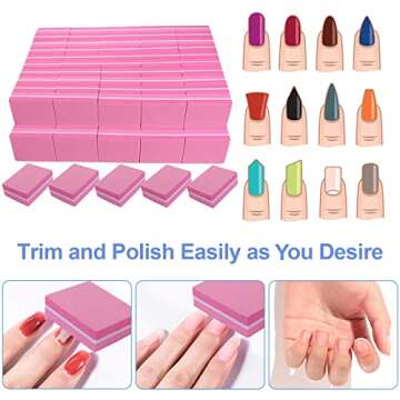 Nail Buffers (100 Pack), Mini Buffer Block Nail File for Acrylic and Natural Nails, 100/180 Grit Nail Buffer Block Bulk Buffing Blocks for Nail Buff Professional Manicure File Blocks Set Hot Pink
