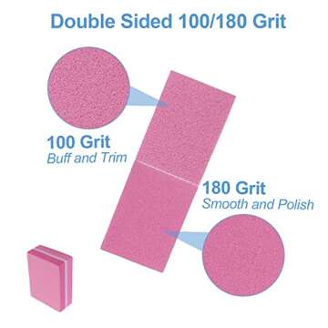 Nail Buffers (100 Pack), Mini Buffer Block Nail File for Acrylic and Natural Nails, 100/180 Grit Nail Buffer Block Bulk Buffing Blocks for Nail Buff Professional Manicure File Blocks Set Hot Pink