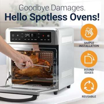 Air Fryer Oven Liners (4 Pack) Reusable Non-Stick Heat Resistant Toaster Oven Liner, Compatible with Ninja, Cuisinart, Emeril Lagasse & More, Air Fryer Mat, Toaster Oven Accessories, 12"x12"