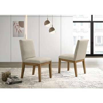 Lilola Home Jasper Set of 2 Driftwood Finish Beige Fabric 19" W Dining Chair
