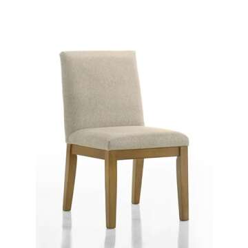 Lilola Home Jasper Set of 2 Driftwood Finish Beige Fabric 19" W Dining Chair