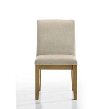 Lilola Home Jasper Set of 2 Driftwood Finish Beige Fabric 19" W Dining Chair