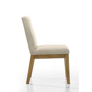 Lilola Home Jasper Set of 2 Driftwood Finish Beige Fabric 19" W Dining Chair