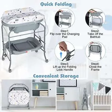 HONEY JOY Baby Changing Table & Bathtub for Newborns