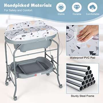 HONEY JOY Baby Changing Table & Bathtub for Newborns