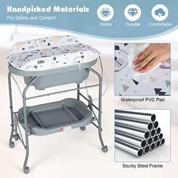 HONEY JOY Baby Changing Table & Bathtub for Newborns