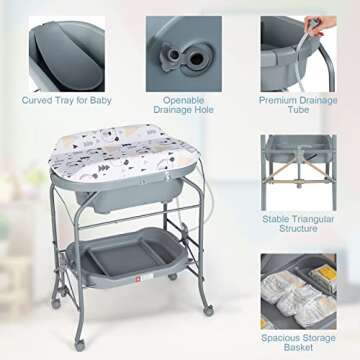 HONEY JOY Baby Changing Table & Bathtub for Newborns