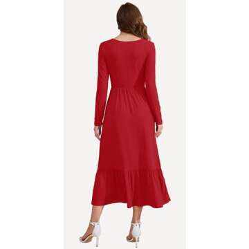 AUSELILY Women's Fall Maxi Dress with Sleeves and Pockets